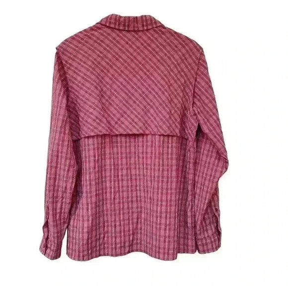 Cabela's Women's Pink Nylon/Poly Plaid Vented Fishing Outdoor Button Down Shirt - Picture 10 of 10